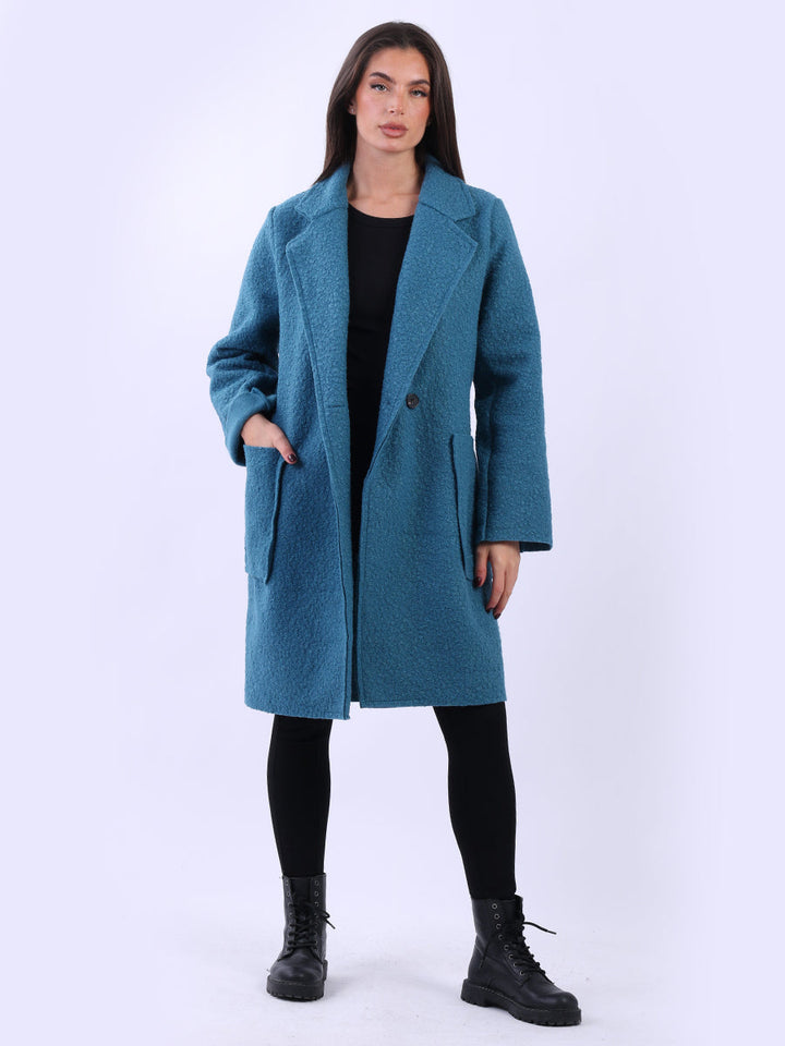 Plus Size Wool Coat Teal