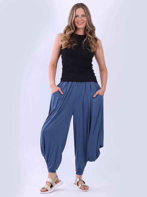 plus size side pockets jersey harem trousers