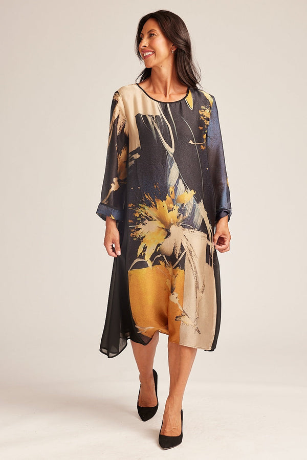 Silk Touch Printed Long Dress