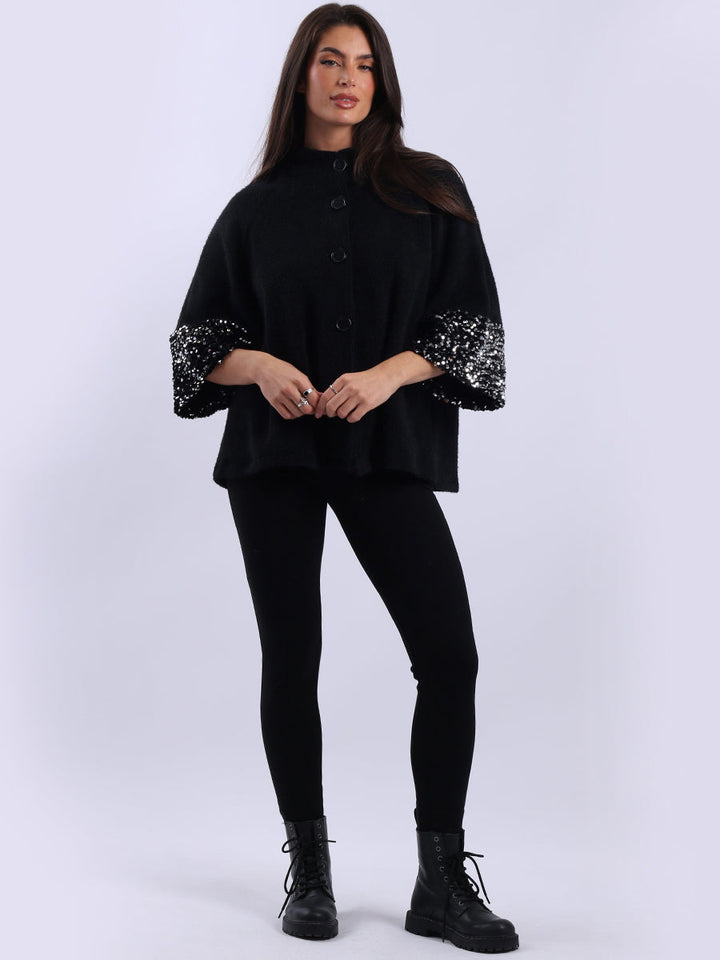 Sequin Crop Jacket Black