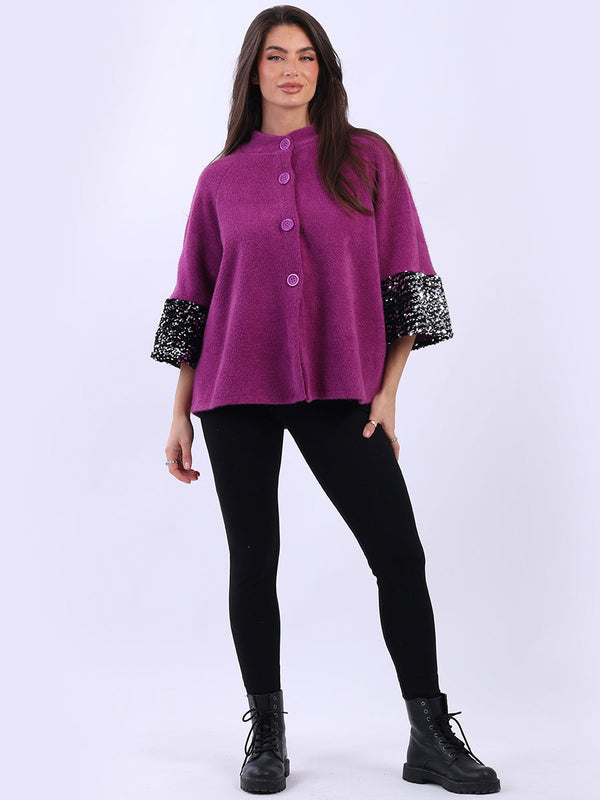 Sequin Crop Jacket Magenta