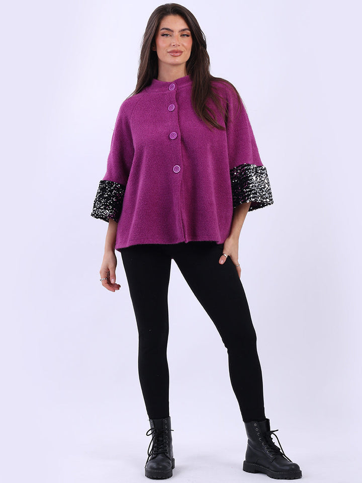 Sequin Crop Jacket Magenta