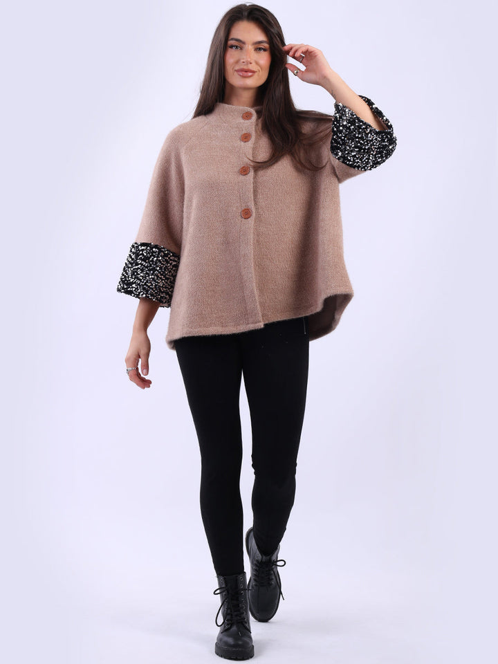 Sequin Crop Jacket Mocha