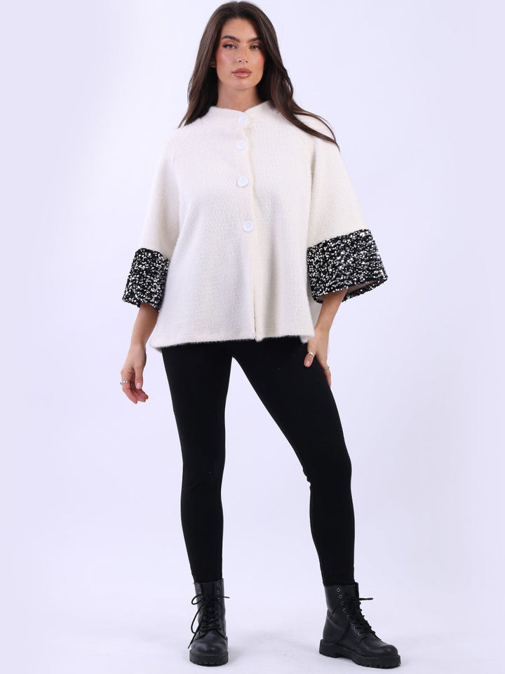 Sequin Crop Jacket Off White