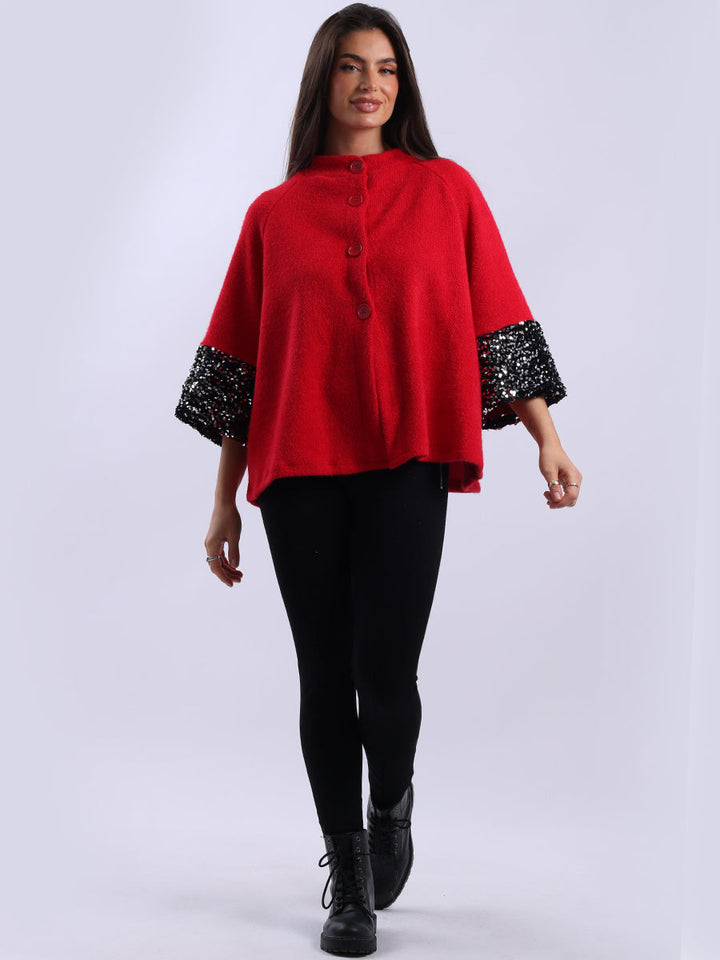Sequin Crop Jacket Red