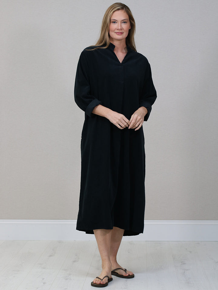 Plus Size Corduroy Cotton Dress Black