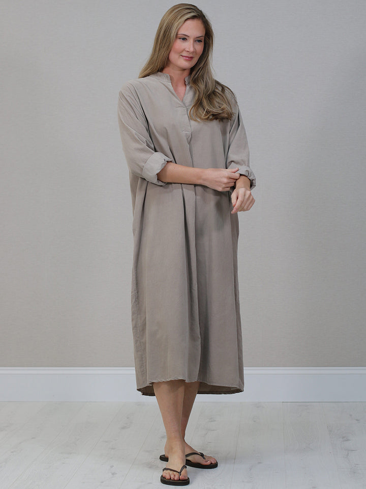 Plus Size Corduroy Cotton Dress Mocha
