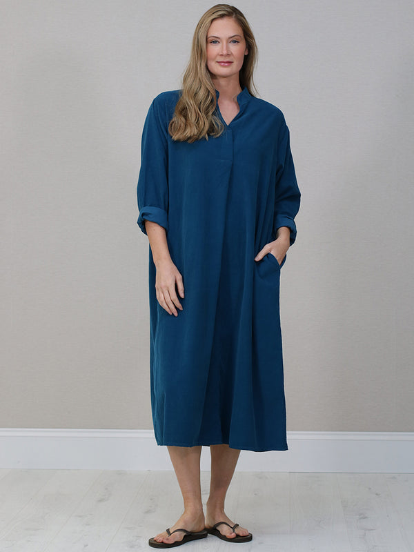 Plus Size Corduroy Cotton Dress Teal