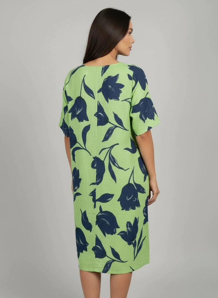 Tulip Collection Wholesale Tulip Print Lagenlook Cotton Midi Dress – RedWholesale