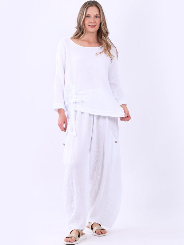 Vintage Washed Linen Trouser White