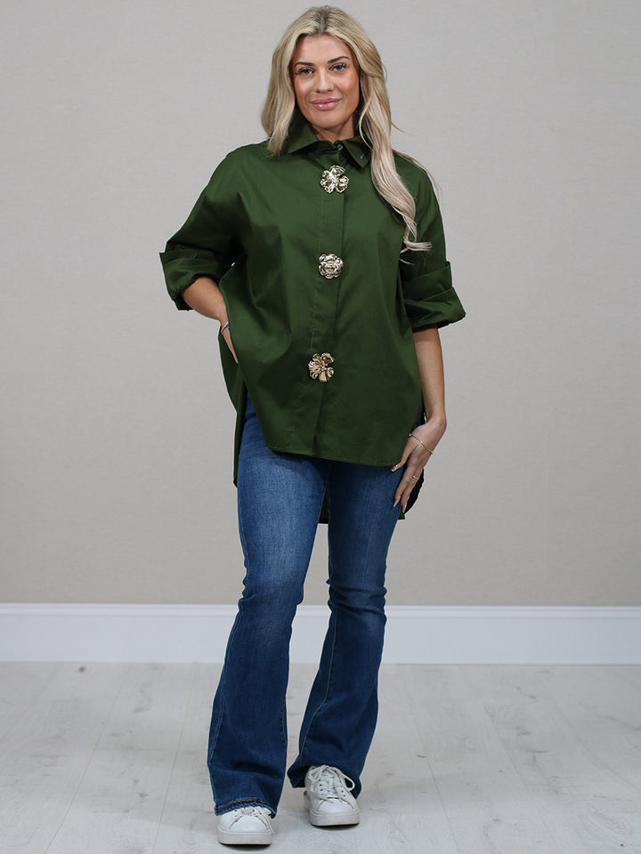 Women Cotton Shirt Khaki