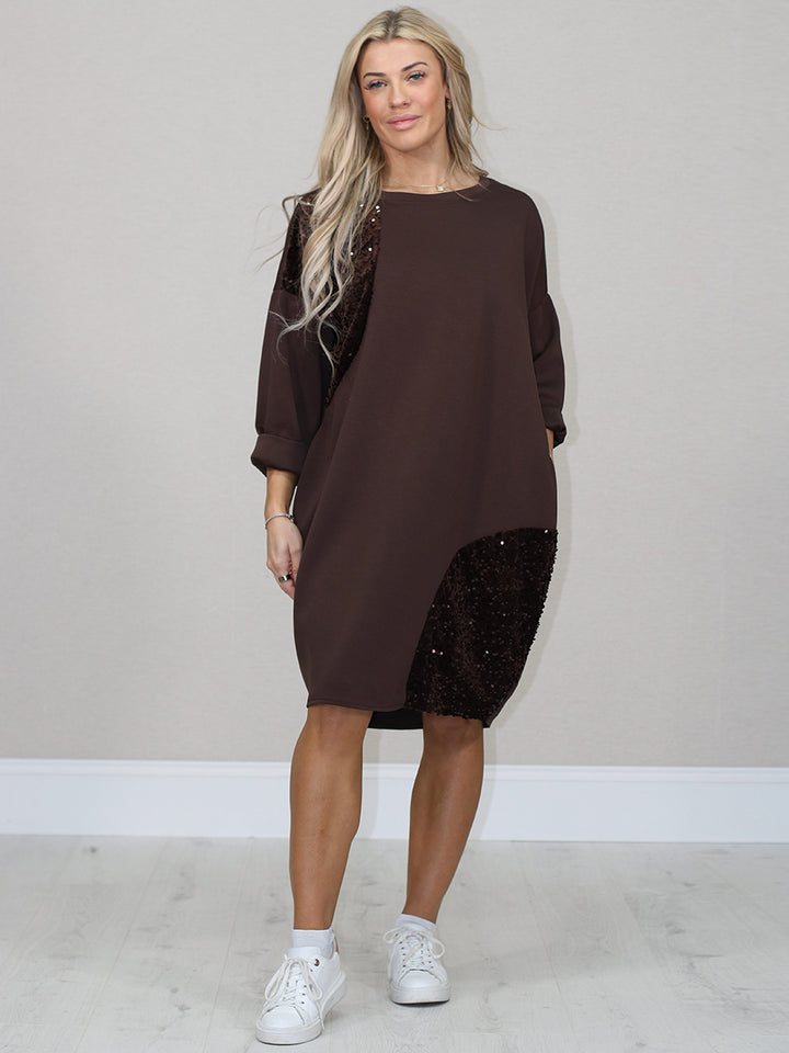 Oversized Midi Dress Chocolate