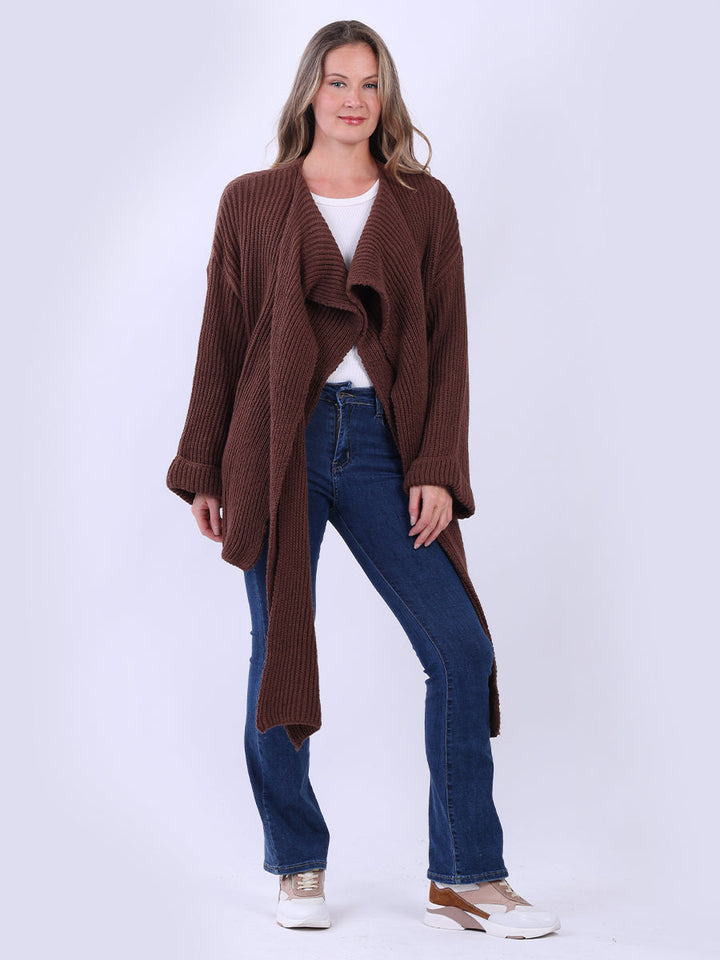 Wrap Over Knitted Cardigan Chocolate