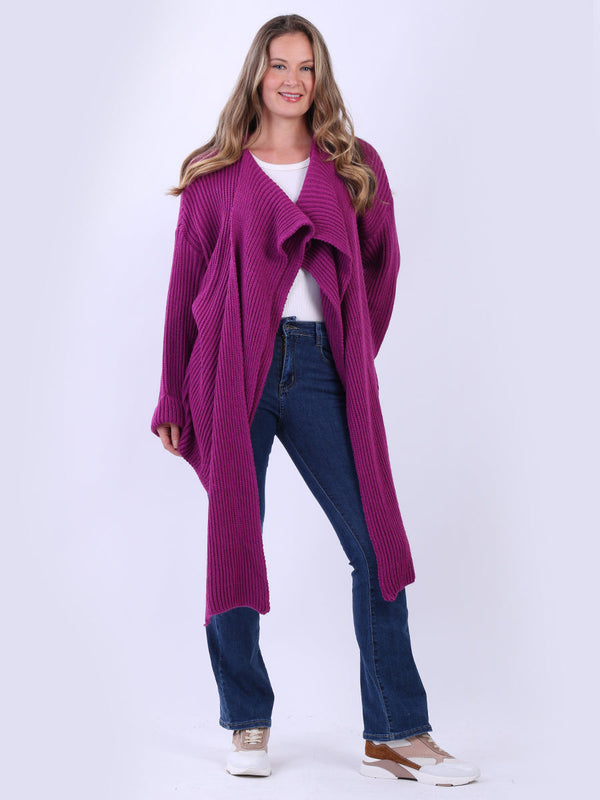 Wrap Over Knitted Cardigan Magenta