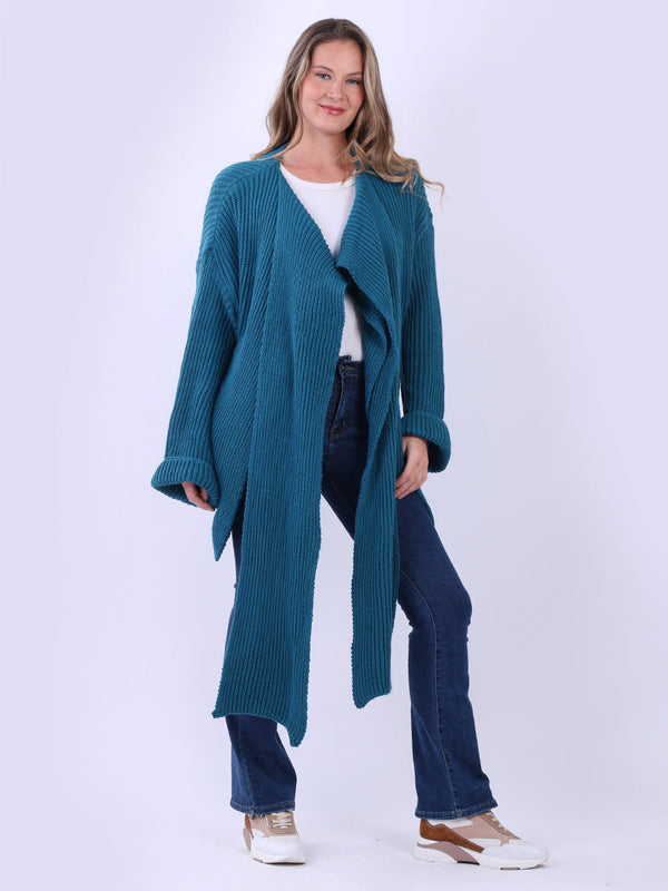 Wrap Over Knitted Cardigan Teal