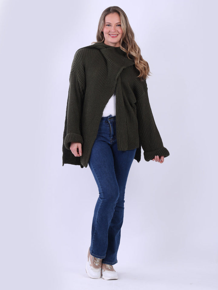 Wrap Over Knitted Cardigan Khaki