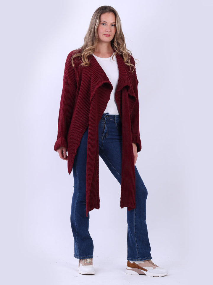 Wrap Over Knitted Cardigan Wine