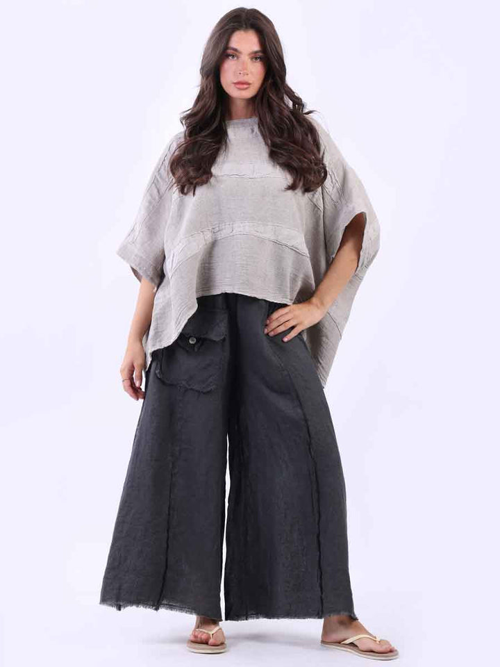 Oversized Vintage Linen Top Mocha