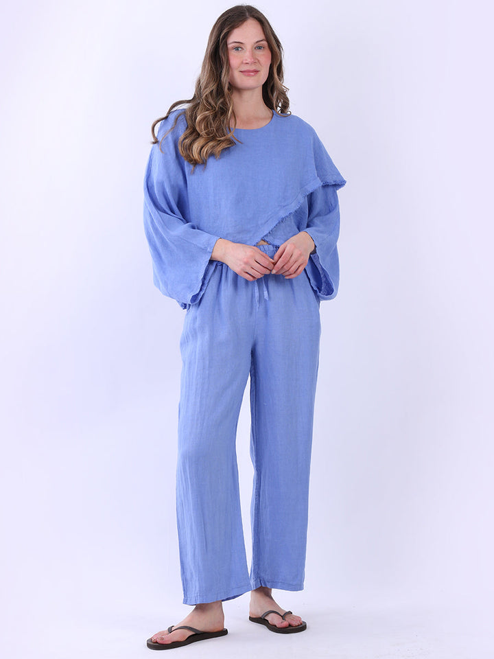 Batwing Linen Crop Top Denim