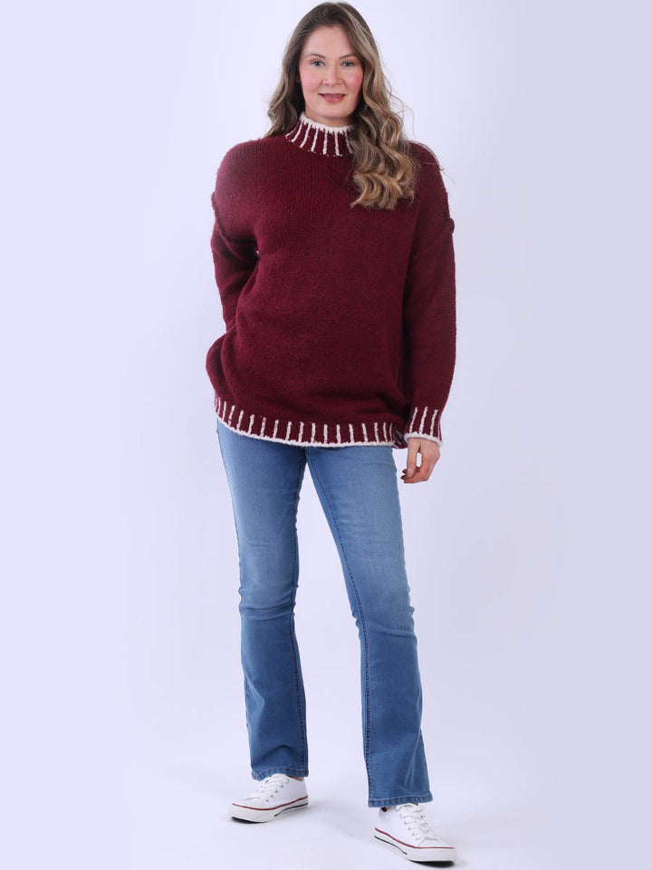 Wool Knit Jumper Wine