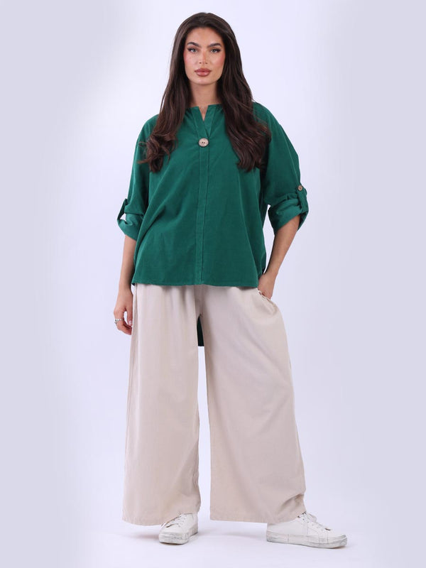 Cotton Corduroy Top Bottle Green