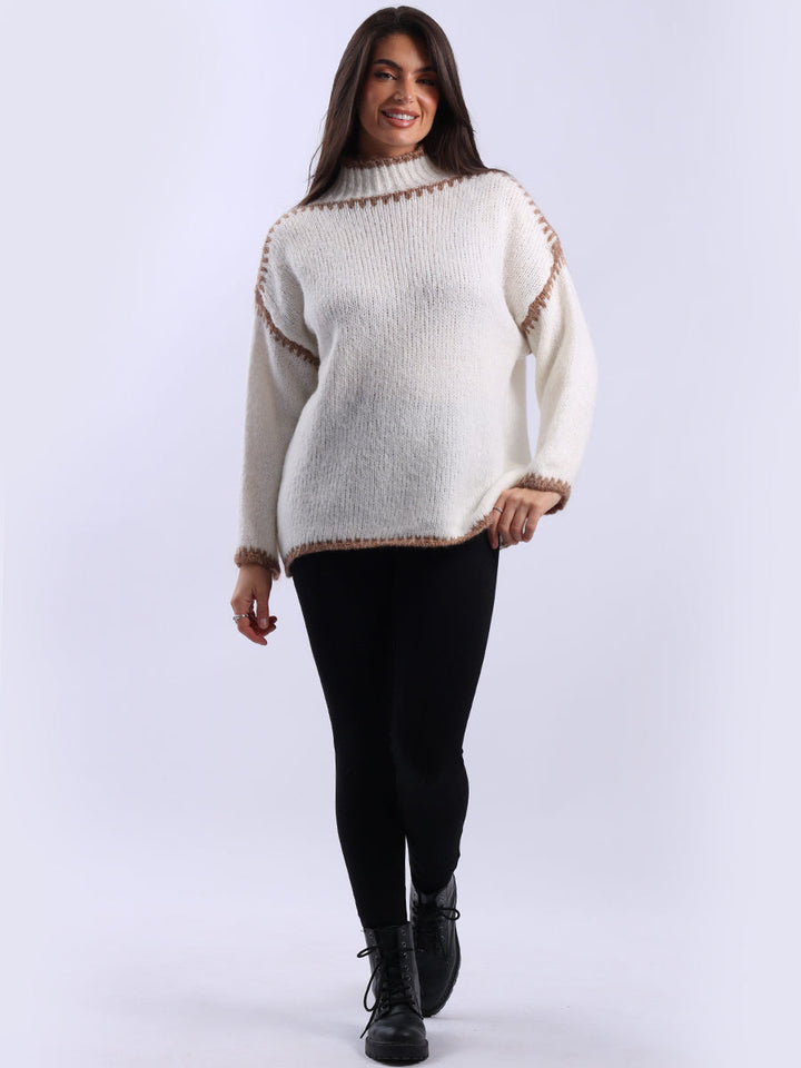 Woolen Crop Jumper Beige