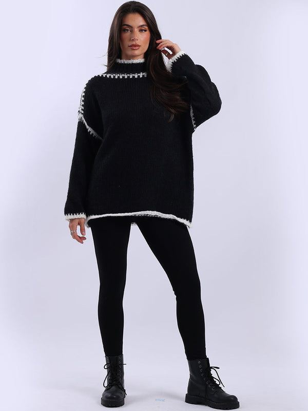 Woolen Crop Jumper Black