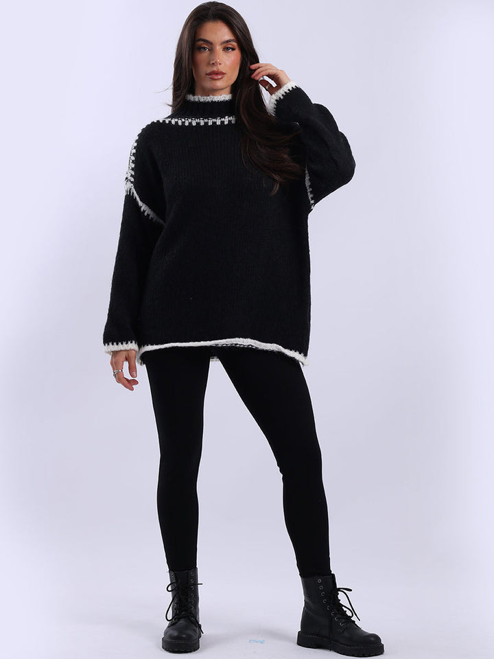 Woolen Crop Jumper Black