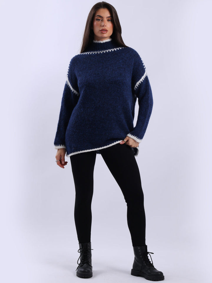 Woolen Crop Jumper Navy