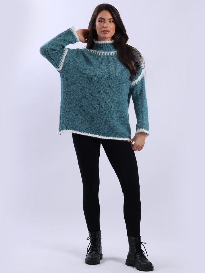 Woolen Crop Jumper Teal