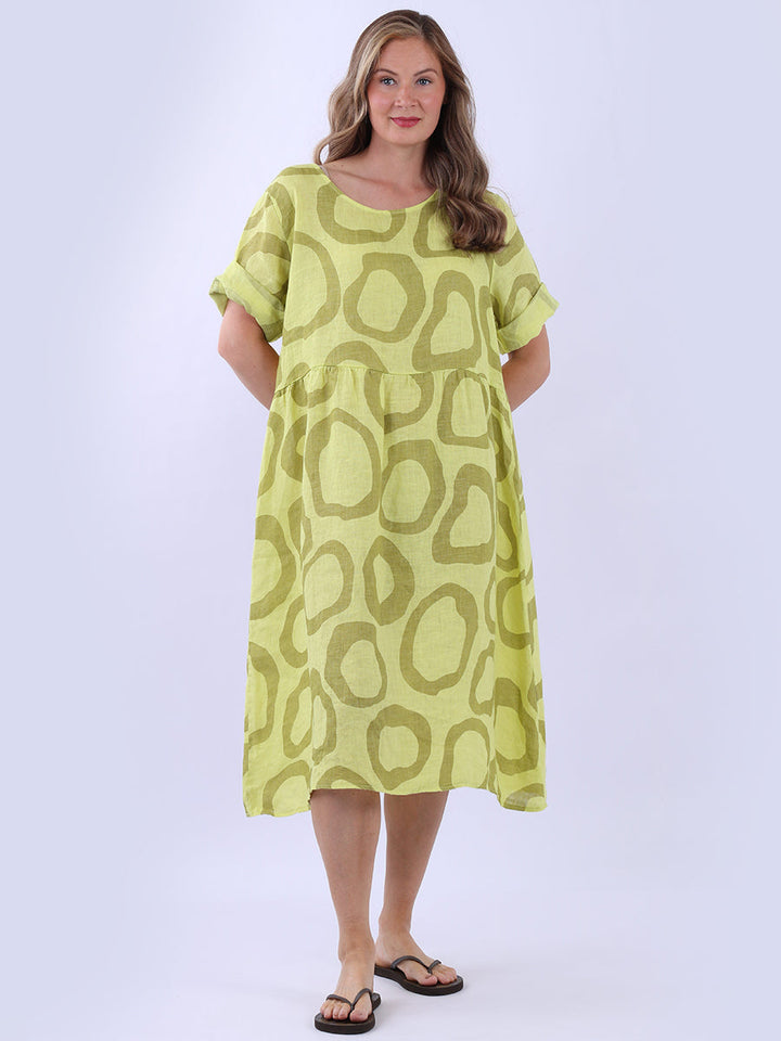 Linen Oversized Dress Lime Green