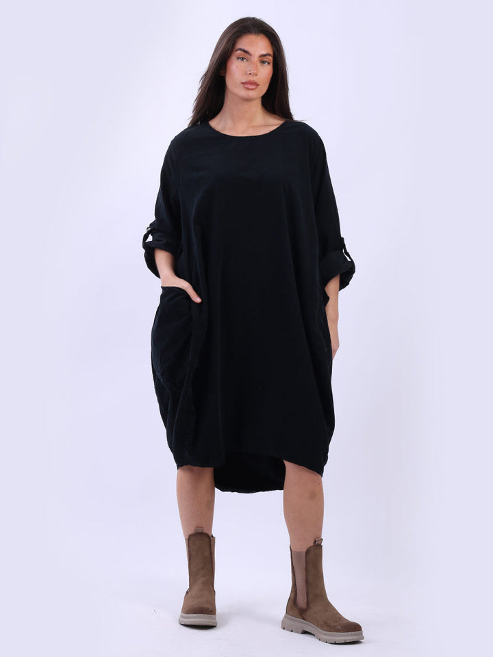Cotton Corduroy Dress Black