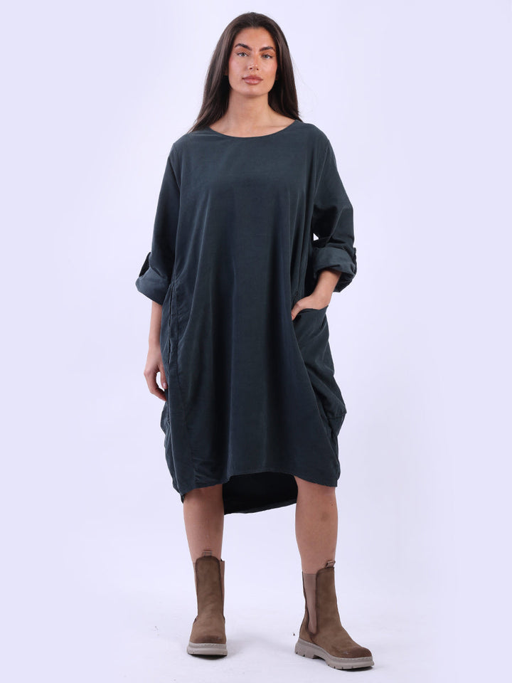 Cotton Corduroy Dress Charcoal