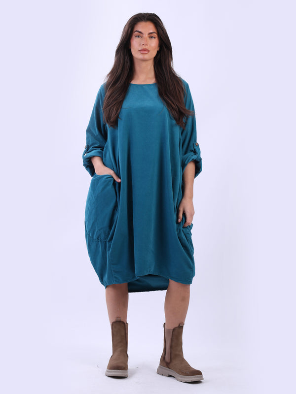 Cotton Corduroy Dress Teal