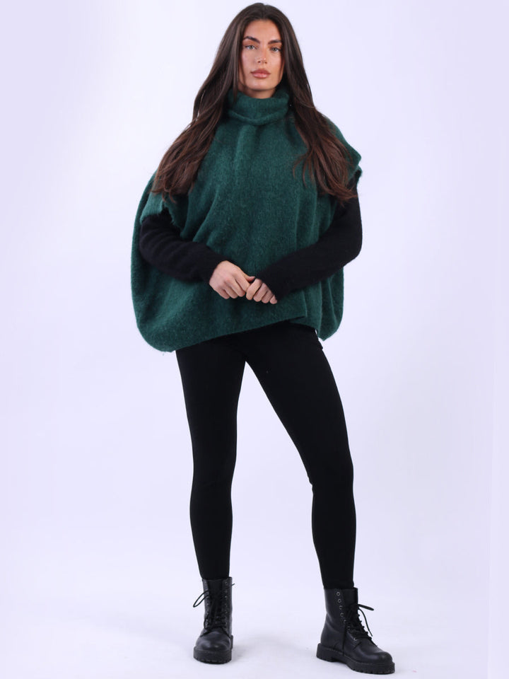 Knit Cropped Wooly Pullover Bottle Green