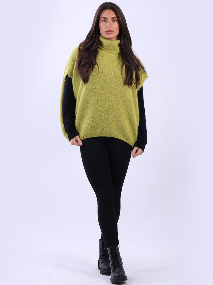 Knit Cropped Wooly Pullover Lime Green