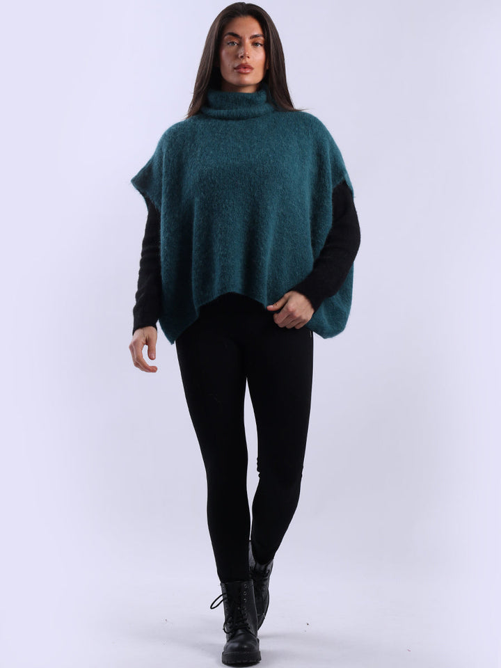 Knit Cropped Wooly Pullover Teal