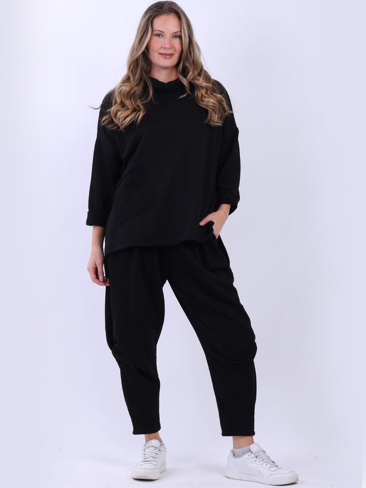 Cotton Baggy Woolen Top Black