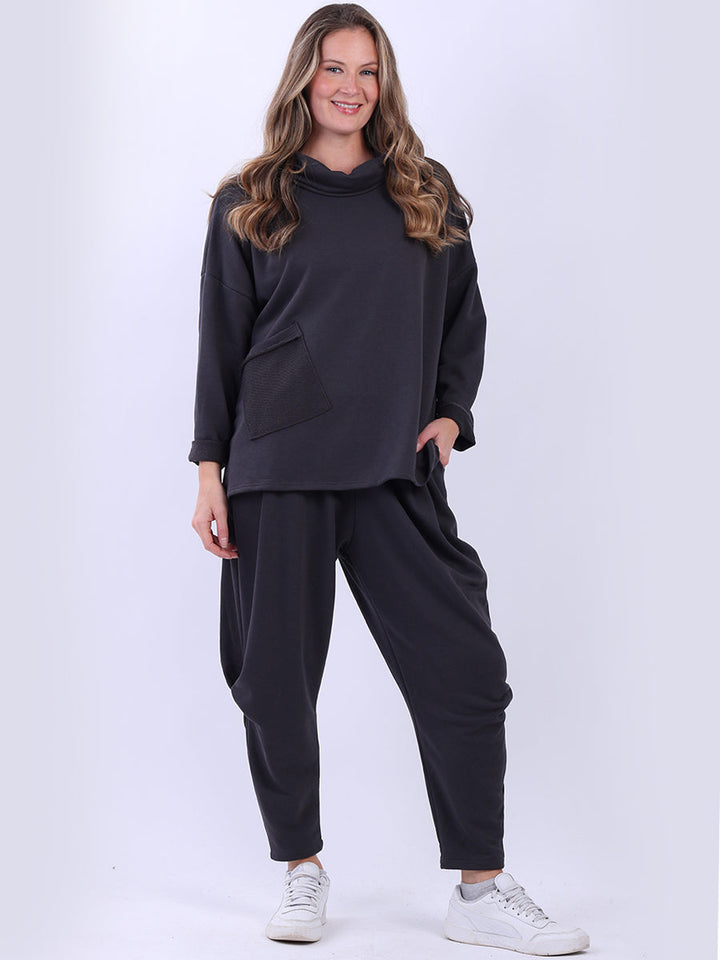 Cotton Baggy Woolen Top Charcoal