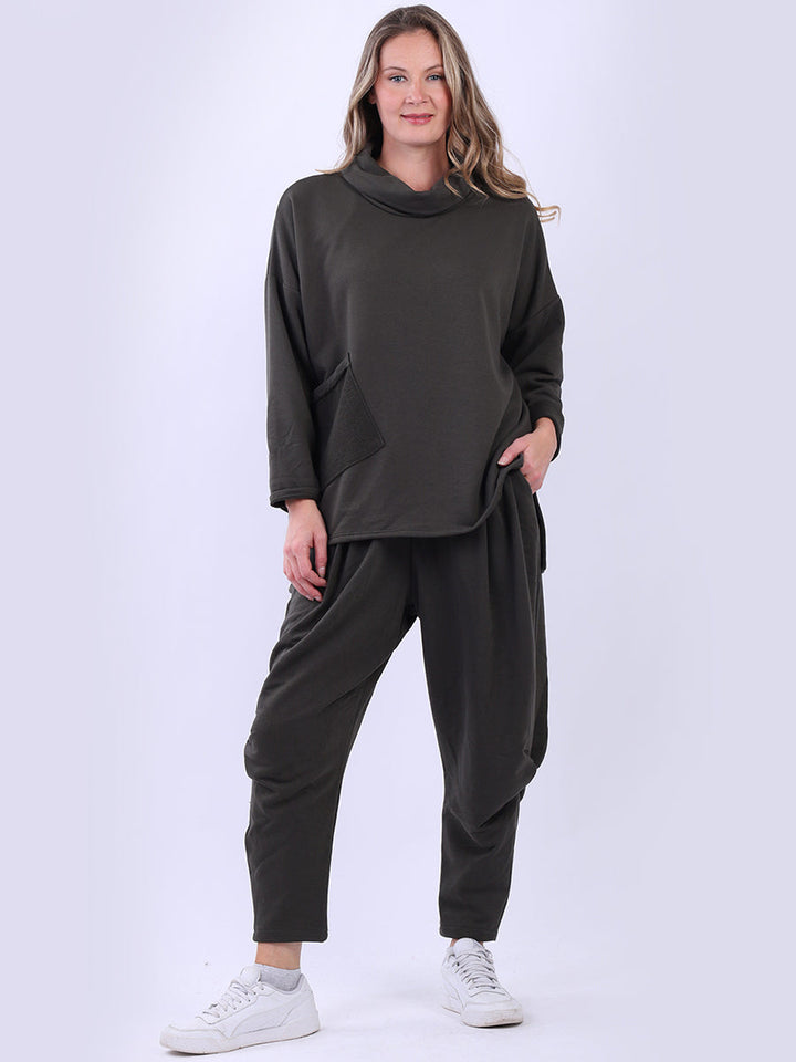 Cotton Baggy Woolen Top Khaki