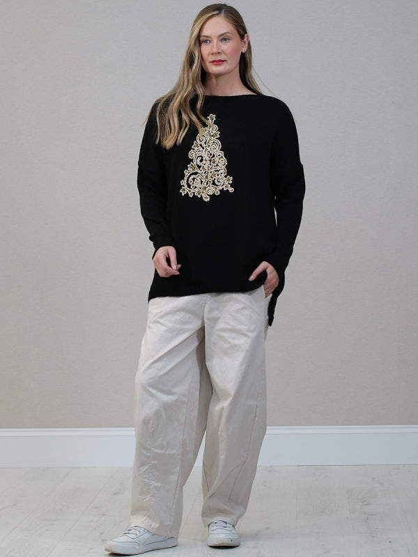 Christmas Knitted Jumper Black