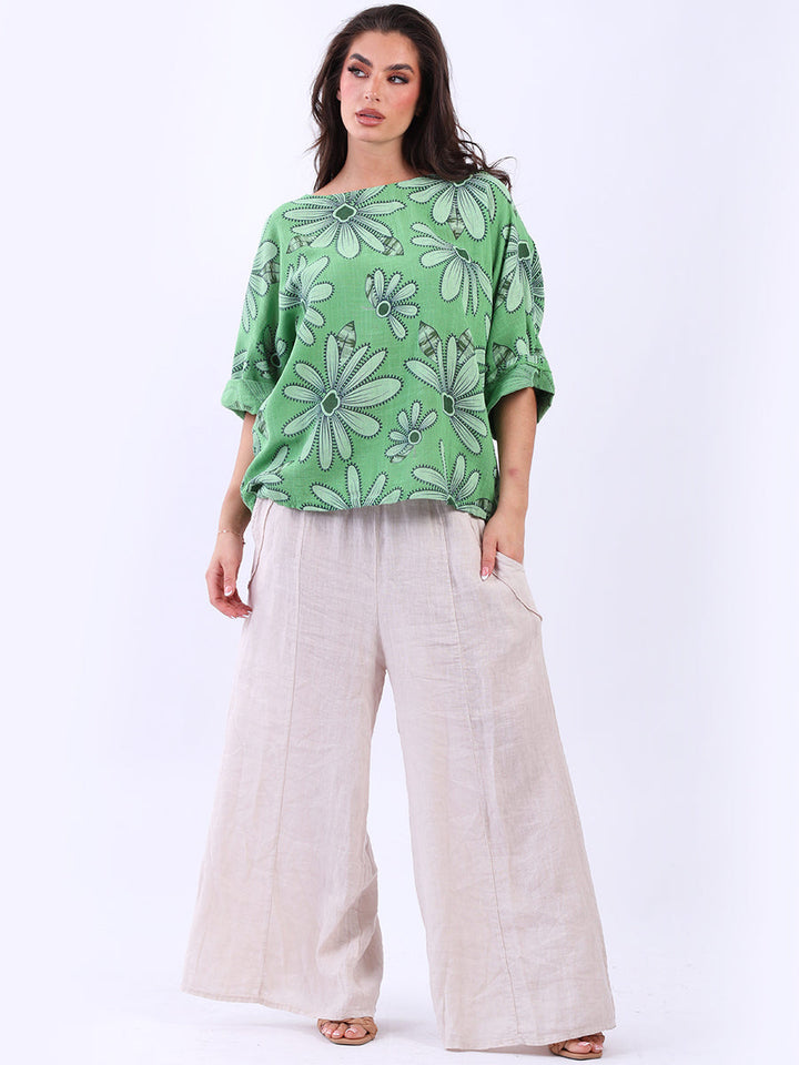 Baggy Cotton Box Top Green