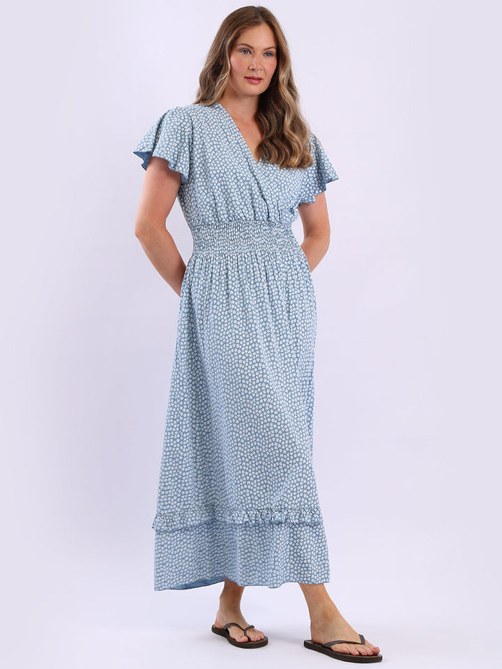 Floral Boho Maxi Dress Denim
