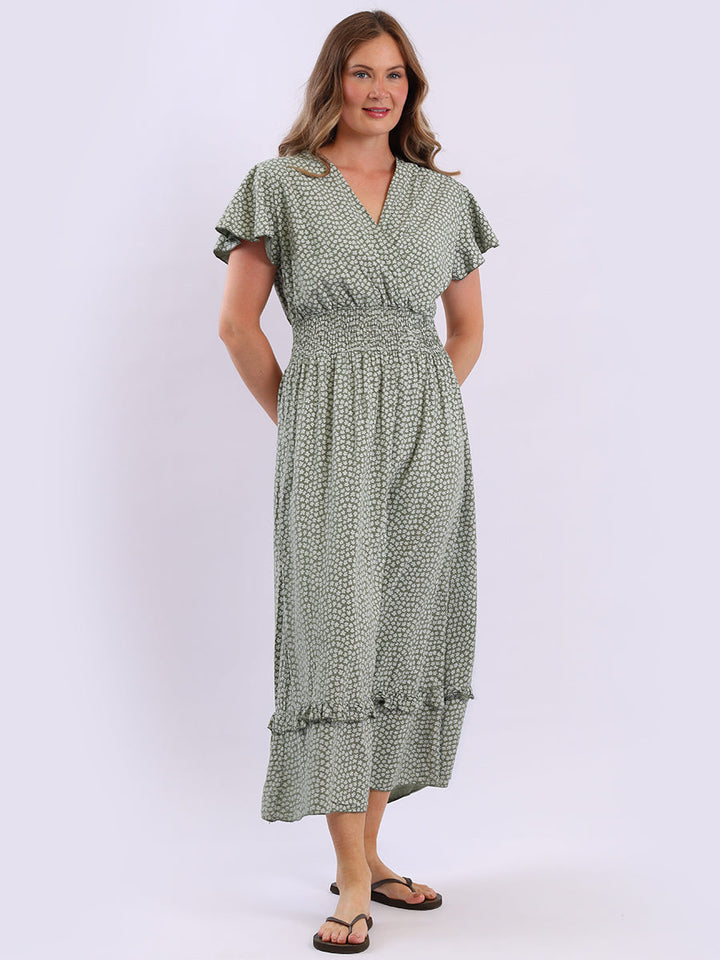 Floral Boho Maxi Dress Khaki