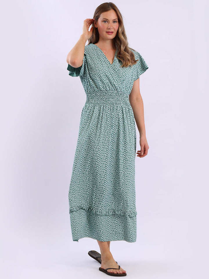 Floral Boho Maxi Dress Ocean Blue