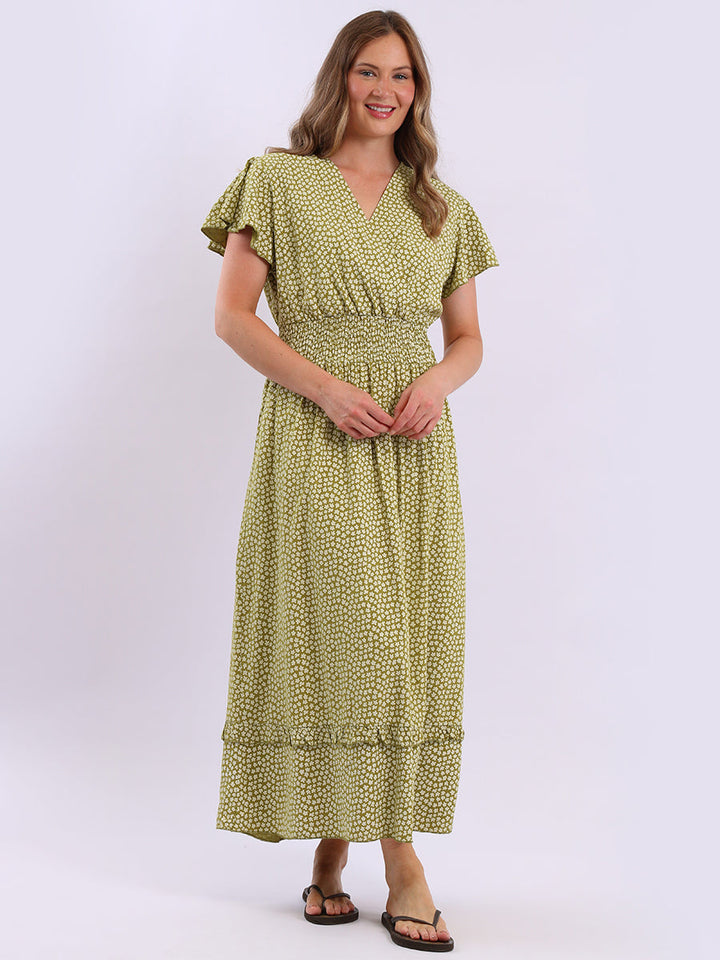 Floral Boho Maxi Dress Olive