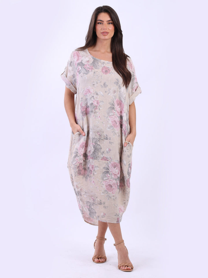Floral Plus Size Linen Dress