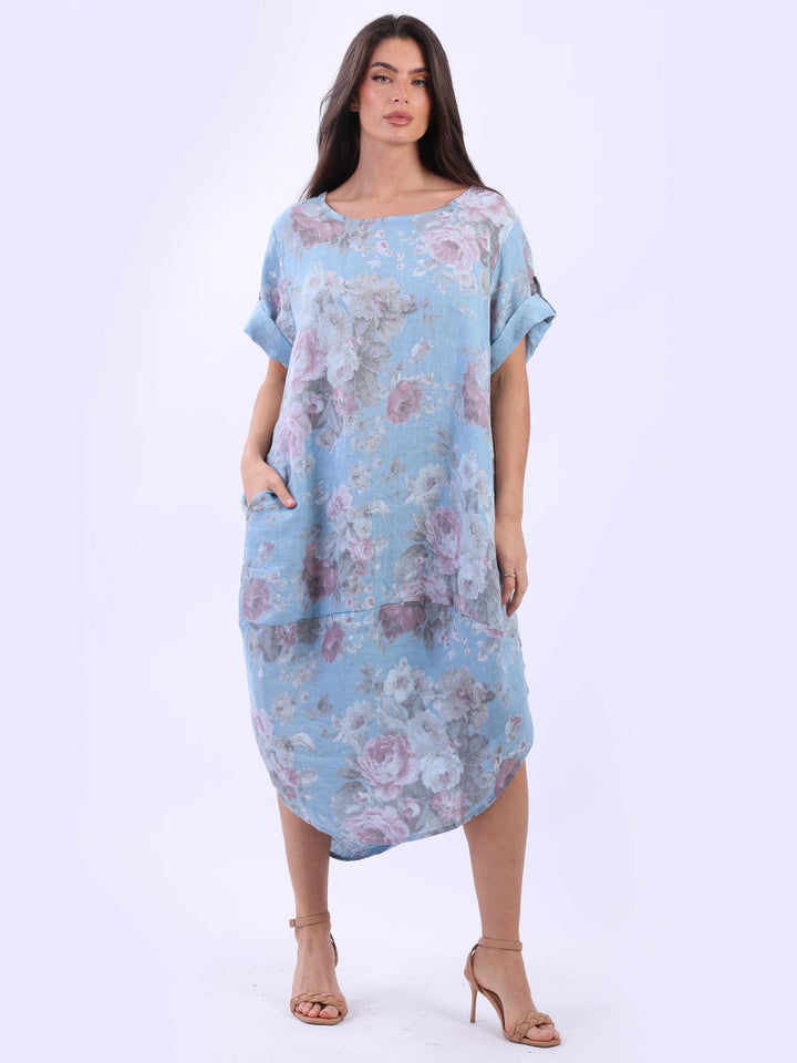 Floral Plus Size Linen Dress