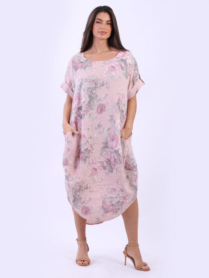 Floral Plus Size Linen Dress