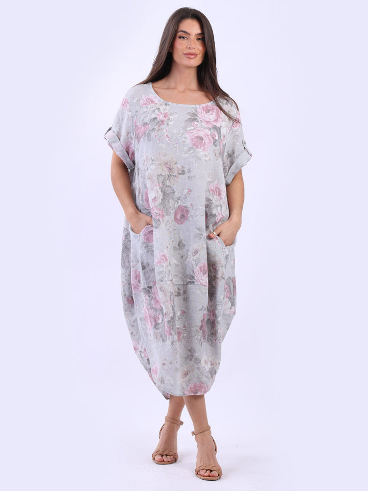 Floral Plus Size Linen Dress